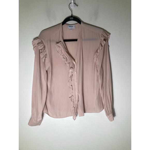 Nation Los Angeles Off White Long Sleeve V-Neck Sz M - Picture 1 of 2